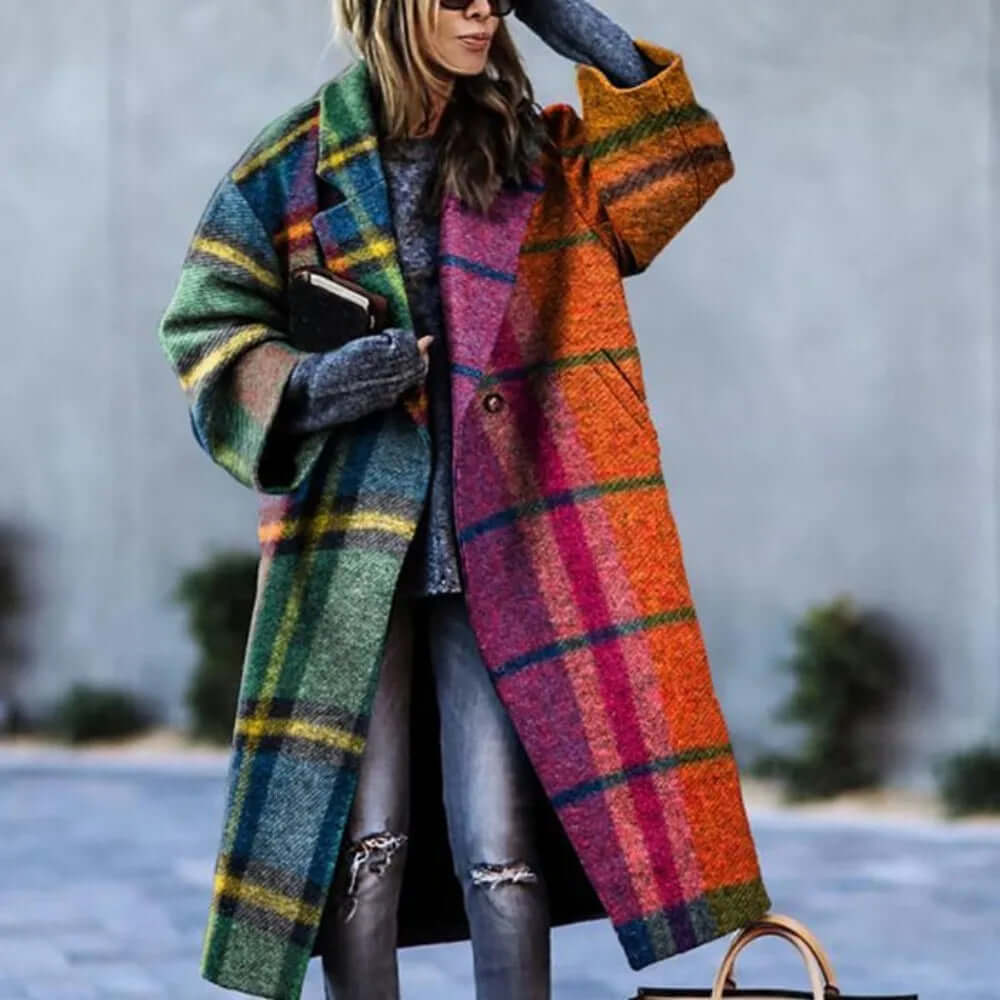 Alessandra - Trench coat with abstract print and wide lapel-DESTINY
