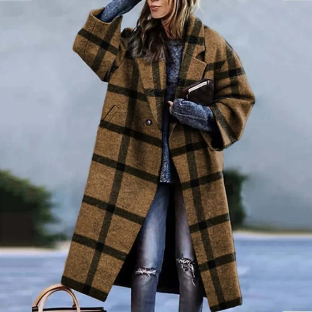 Alessandra - Trench coat with abstract print and wide lapel-DESTINY