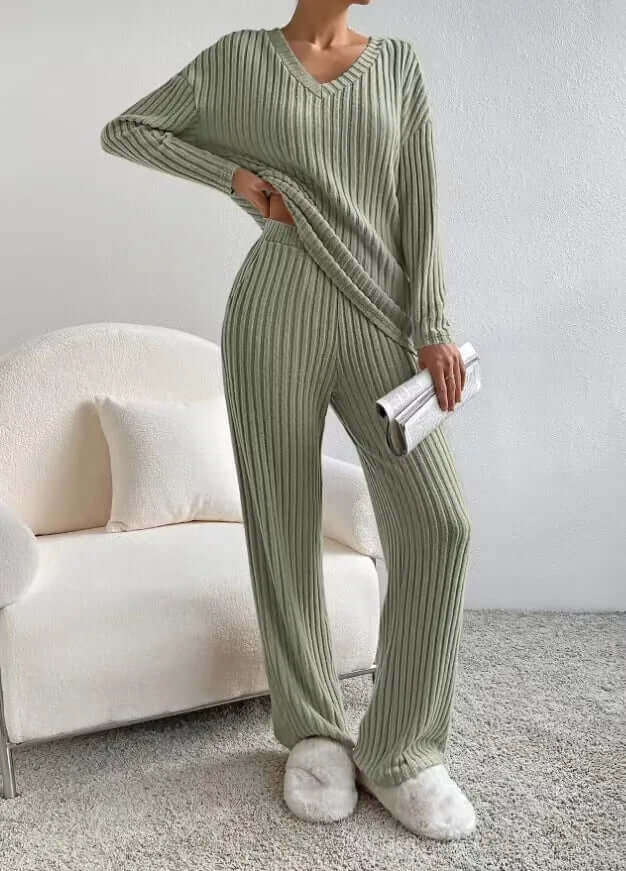 Knitted Stripe 2pc Set-DESTINY