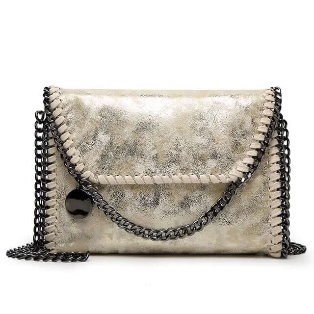Isabel - Suede-like clutch with chain embellishment-DESTINY