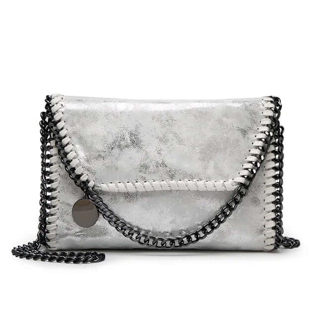 Isabel - Suede-like clutch with chain embellishment-DESTINY