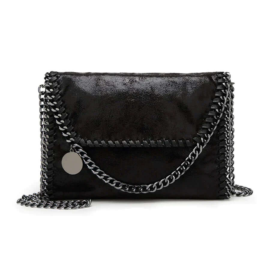 Isabel - Suede-like clutch with chain embellishment-DESTINY