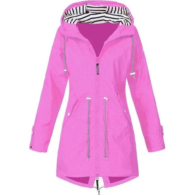 Waterproof rain jacket with hood and outer pockets - High-quality craftsmanship for durability - Stylish design for modern women-DESTINY