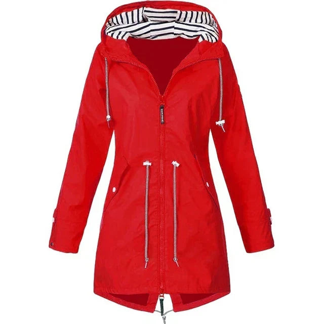 Waterproof rain jacket with hood and outer pockets - High-quality craftsmanship for durability - Stylish design for modern women-DESTINY