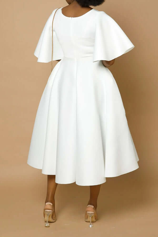 Elegant V-Neck Flutter Sleeve Dress-DESTINY