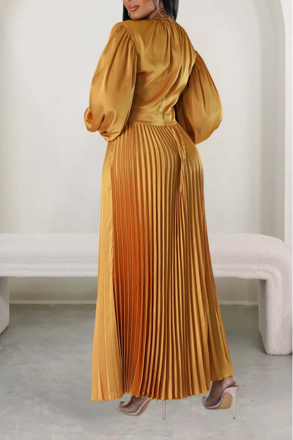 Giving Classy Satin Pleated Maxi Dress-DESTINY