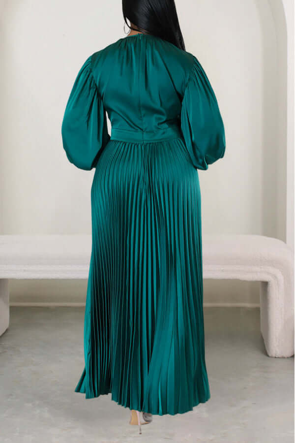 Giving Classy Satin Pleated Maxi Dress-DESTINY