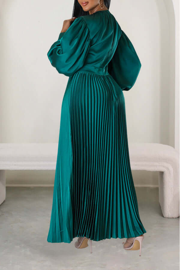 Giving Classy Satin Pleated Maxi Dress-DESTINY