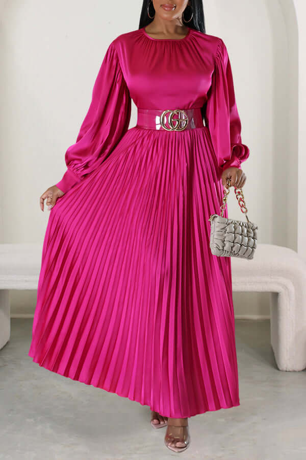 Giving Classy Satin Pleated Maxi Dress-DESTINY