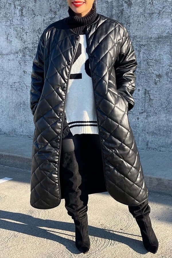Stylish and Chic Pocket Quilted Coat-DESTINY