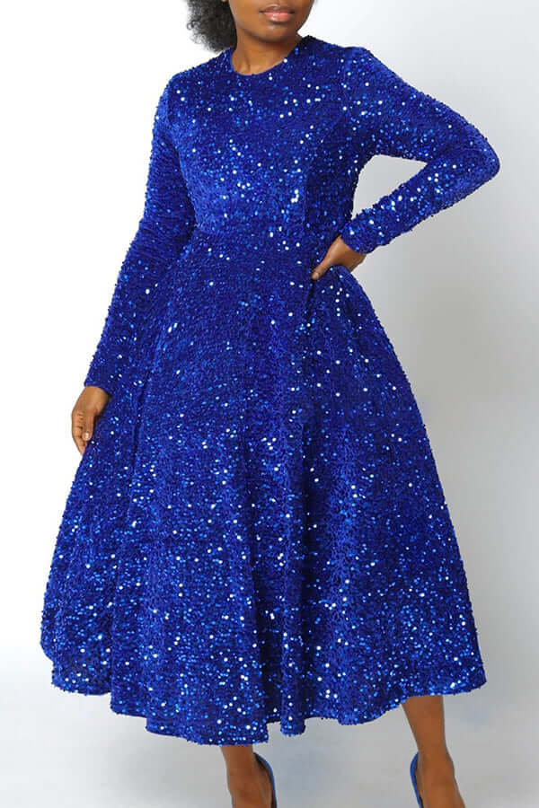 Sparkly Sequin A-line Evening Dress-DESTINY