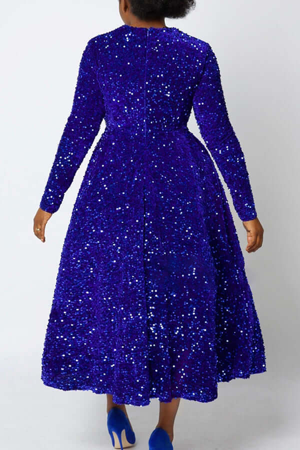 Sparkly Sequin A-line Evening Dress-DESTINY