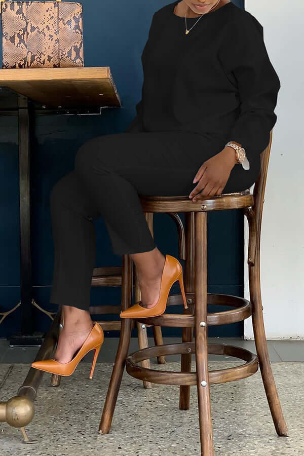 Basic Solid Color Pocket Pants Set-DESTINY