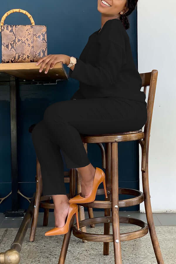 Basic Solid Color Pocket Pants Set-DESTINY