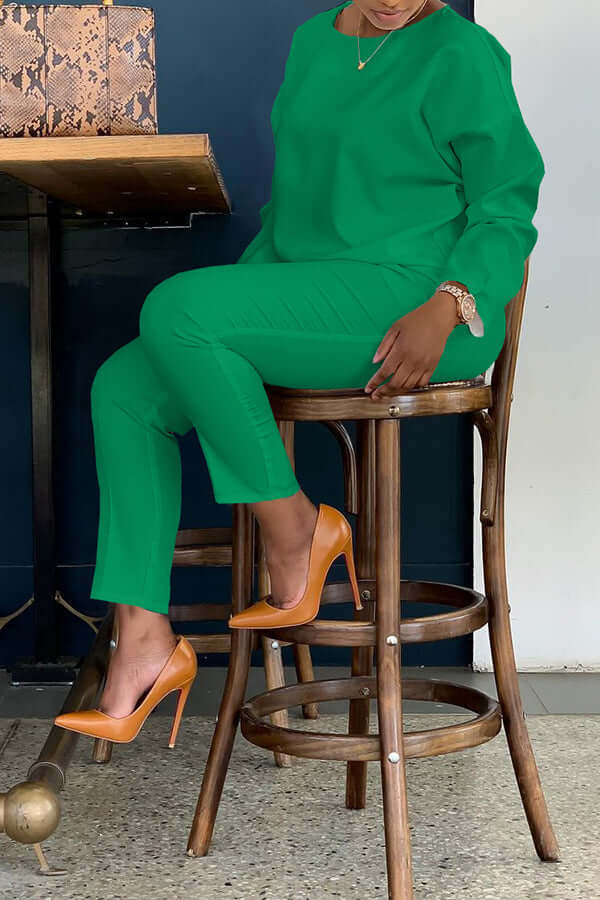 Basic Solid Color Pocket Pants Set-DESTINY