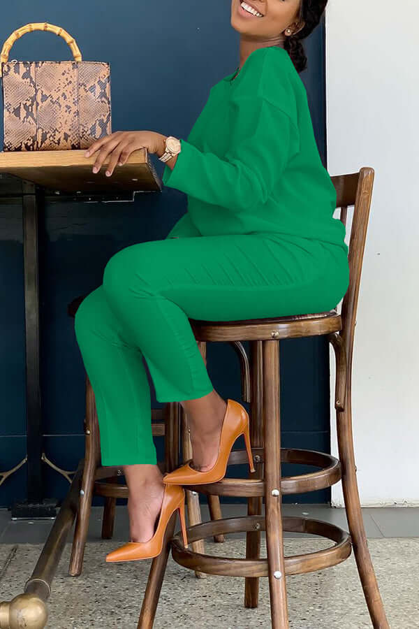 Basic Solid Color Pocket Pants Set-DESTINY