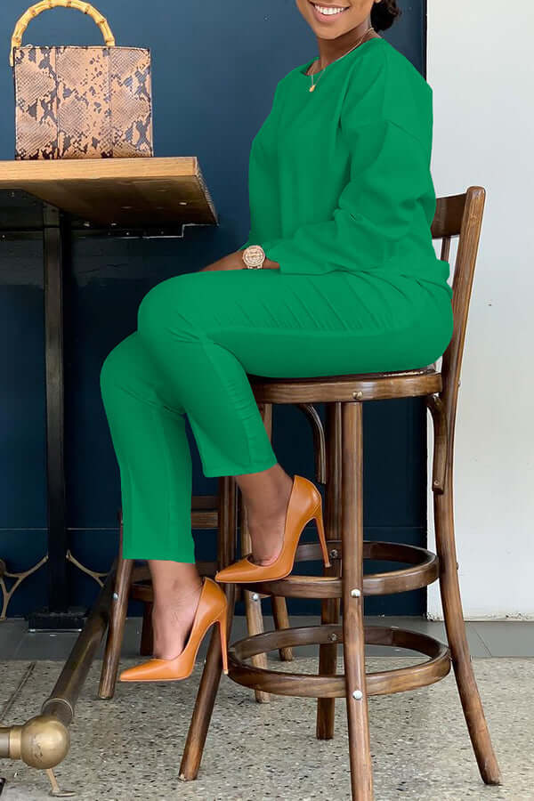 Basic Solid Color Pocket Pants Set-DESTINY