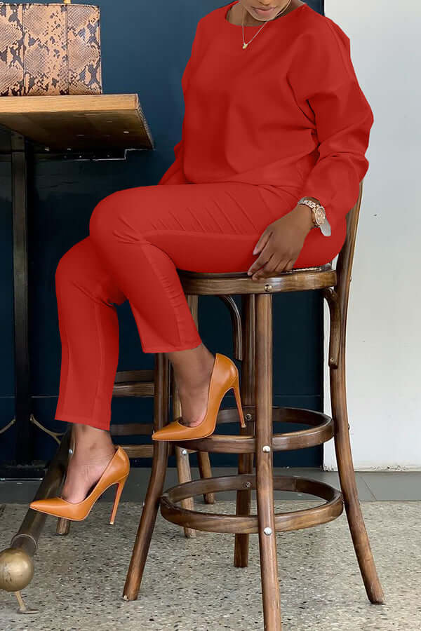 Basic Solid Color Pocket Pants Set-DESTINY