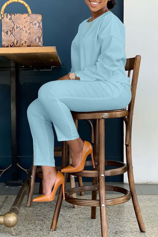 Basic Solid Color Pocket Pants Set-DESTINY