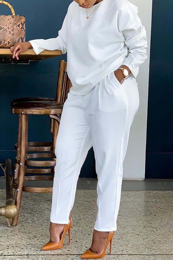 Basic Solid Color Pocket Pants Set-DESTINY