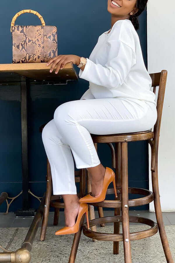 Basic Solid Color Pocket Pants Set-DESTINY