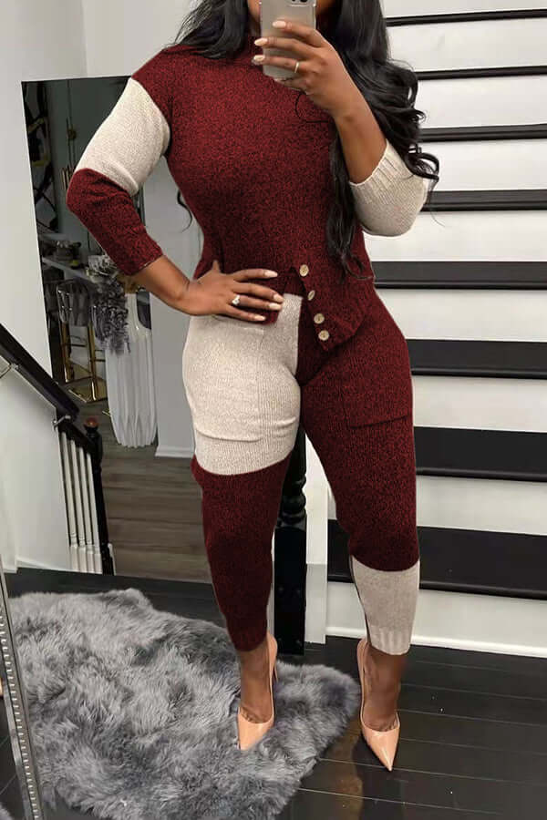 Colorblock Sweater & Pants Set – DESTINY