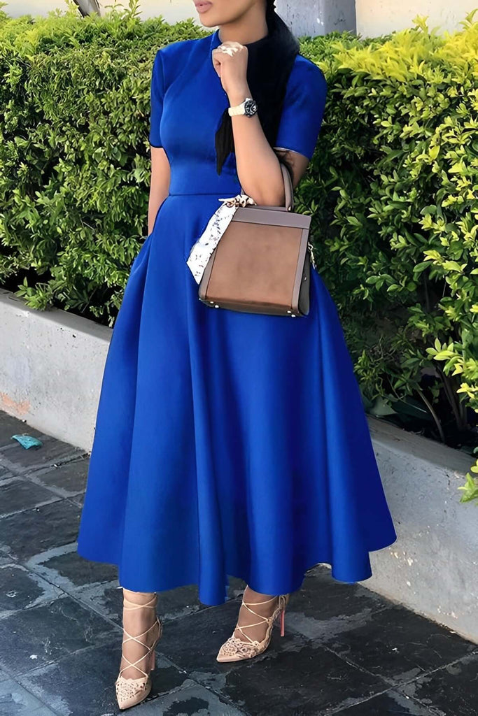 Elegant Short Sleeve A-line Dress-DESTINY