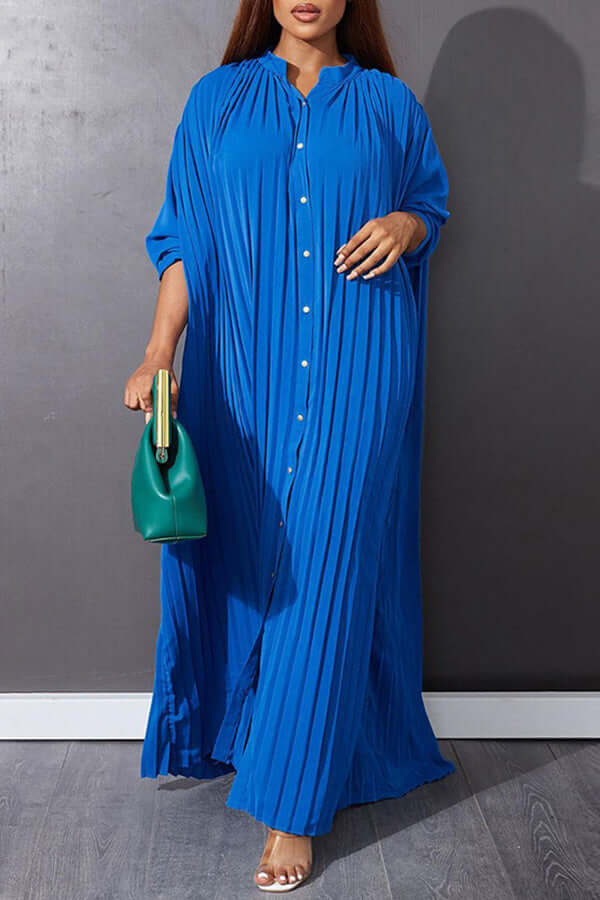 Trendy Pleated Smock Maxi Dress-DESTINY