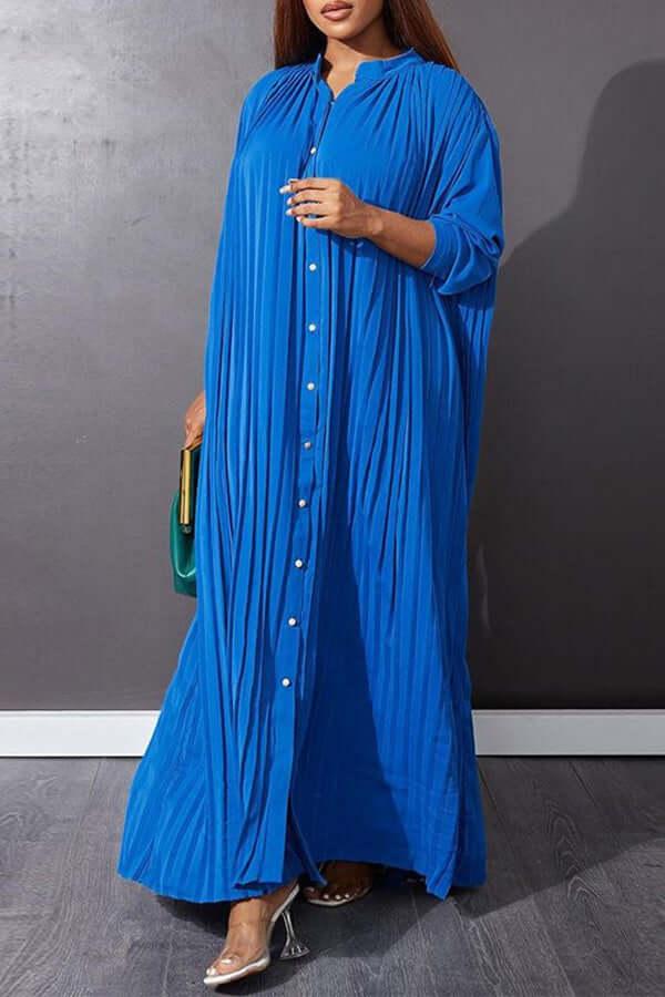 Trendy Pleated Smock Maxi Dress-DESTINY