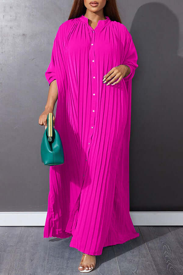 Trendy Pleated Smock Maxi Dress-DESTINY