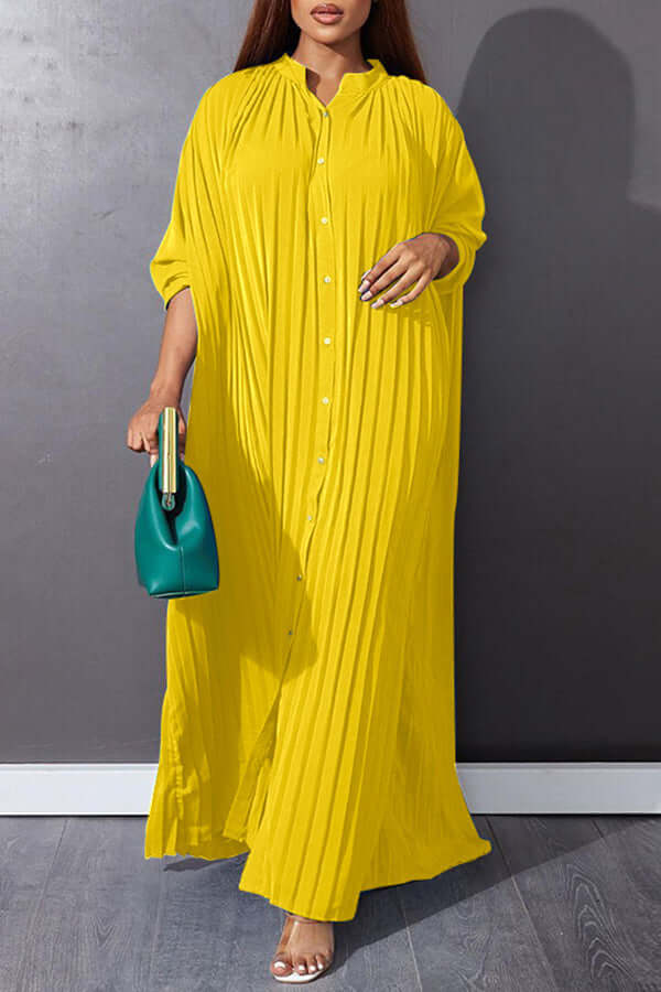 Trendy Pleated Smock Maxi Dress-DESTINY