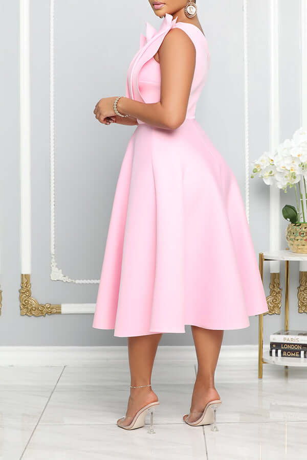 Blooming Romantic One Shoulder Flare Dress-DESTINY