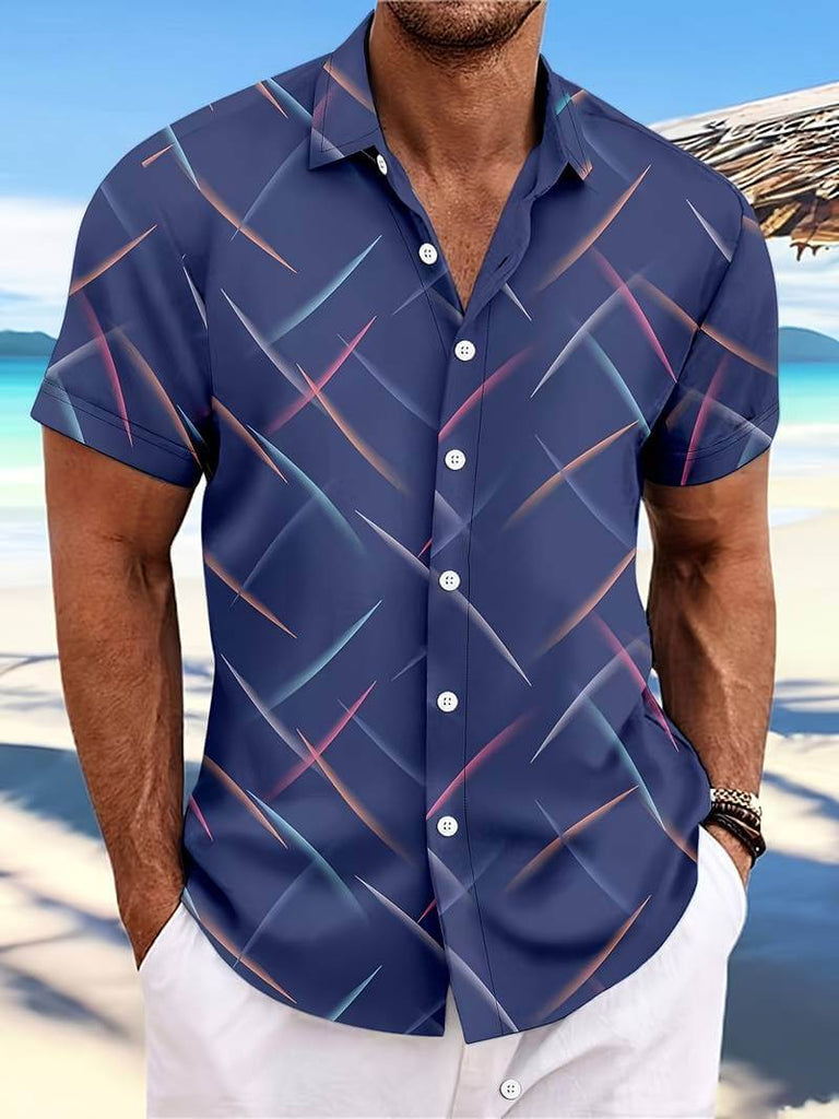 Adam – short-sleeved button-down shirt with a fashionable print-DESTINY