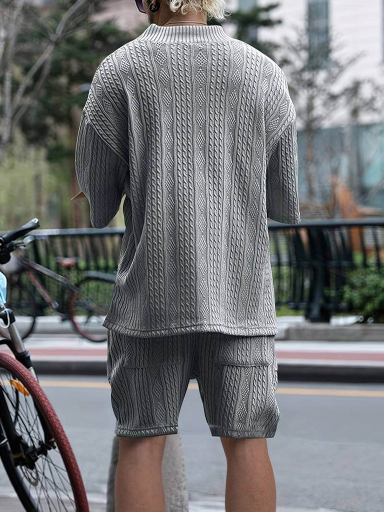 Andrew – set consisting of a comfortable V-neck knitted top and matching shorts-DESTINY