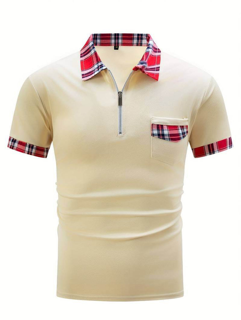 Elijah check shirt with zip and lapels-DESTINY