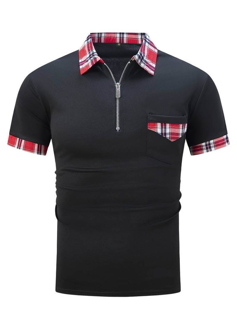 Elijah check shirt with zip and lapels-DESTINY