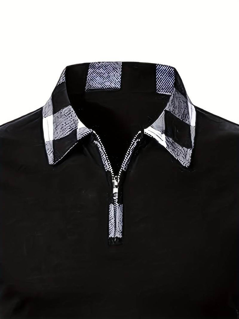 James long sleeve check flannel polo shirt-DESTINY