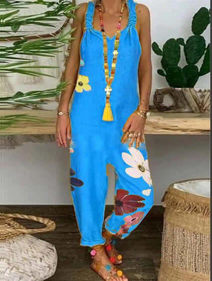 Daily Loose Casual Plus Size Linen Jumpsuit-DESTINY