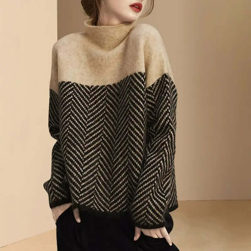 High collar soft warm loose sweater for women-DESTINY
