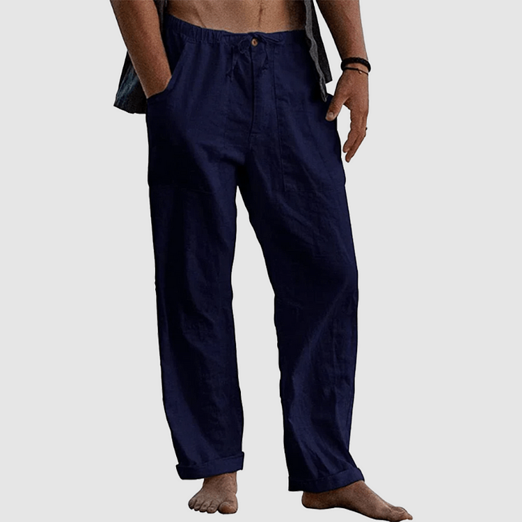 Filip - Linen beach trousers for men, loose fit-DESTINY