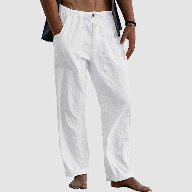 Filip - Linen beach trousers for men, loose fit-DESTINY