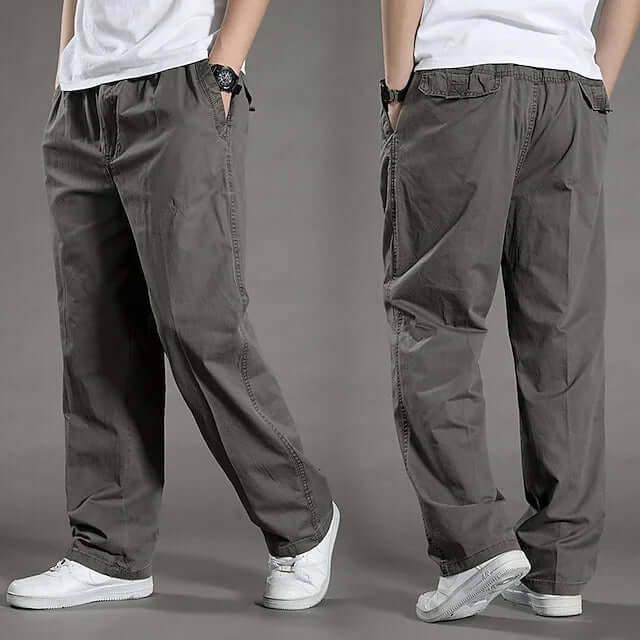 Frederick - Elastic Waist Straight Men's Cargo Trousers-DESTINY
