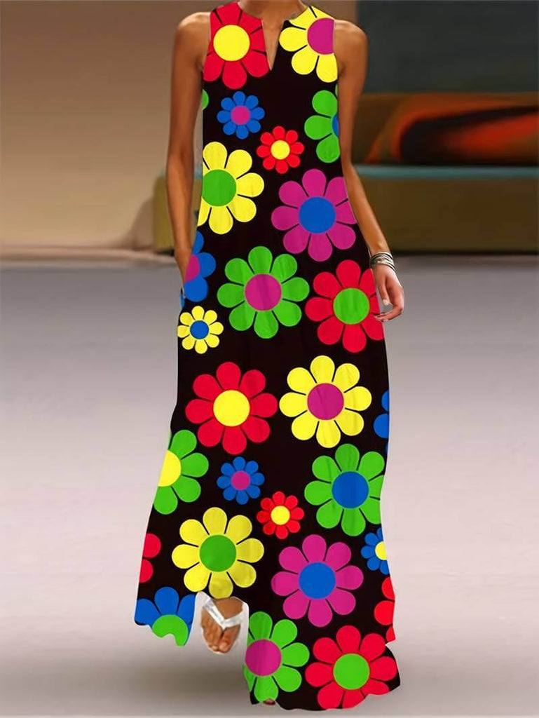 Grace - Dress with floral pattern and notched neckline-DESTINY