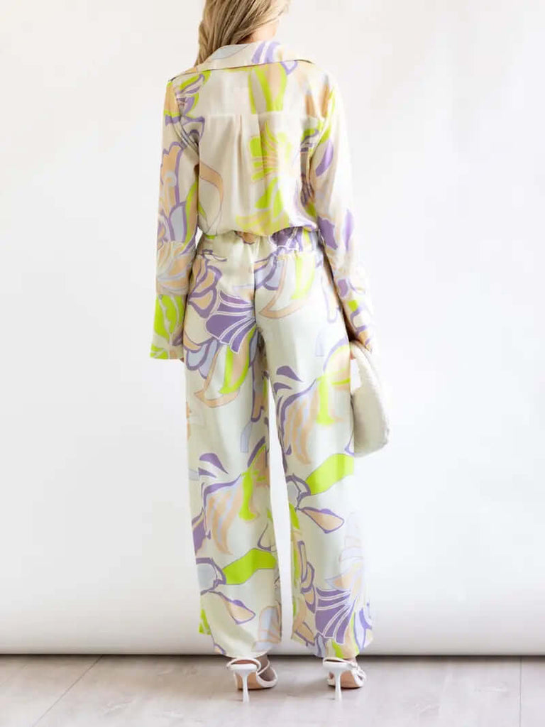 Ramona - Casual floral tops with trousers summer set-DESTINY