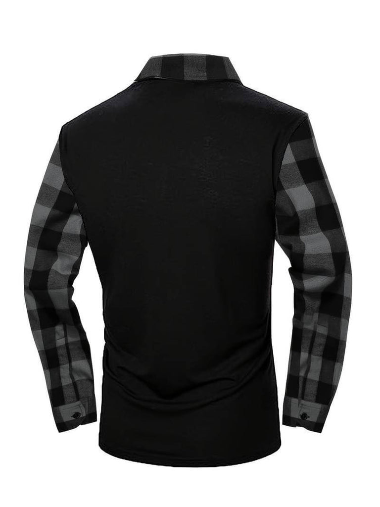 James long sleeve check flannel polo shirt-DESTINY