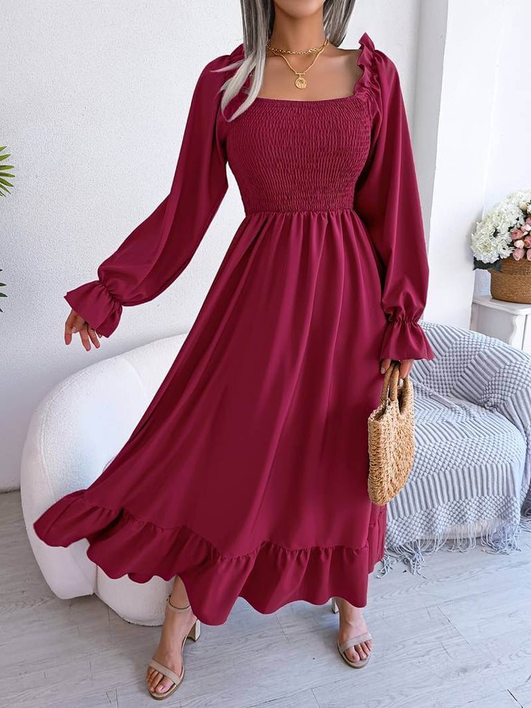 Georgiada - Plain Dress With Ruffles-DESTINY