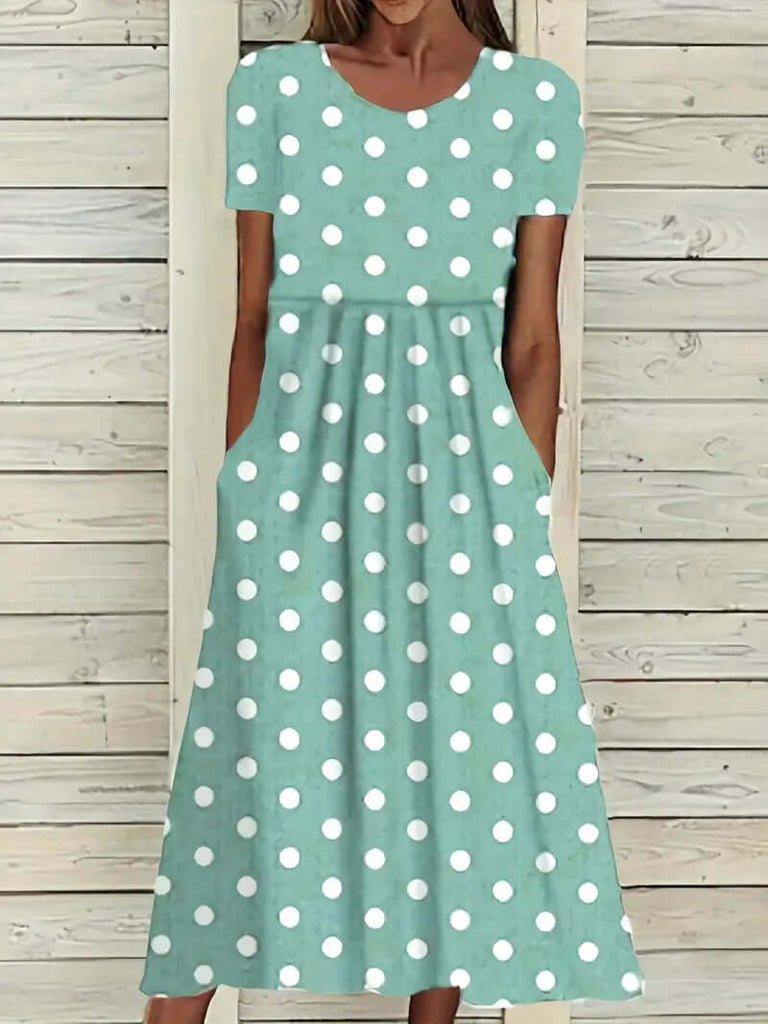 Eleanor – airy, short-sleeved, polka dot dress with a round neckline-DESTINY