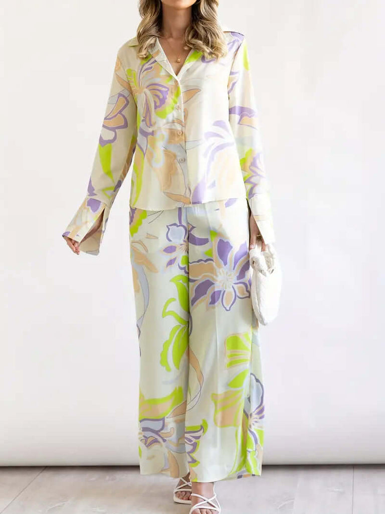 Ramona - Casual floral tops with trousers summer set-DESTINY