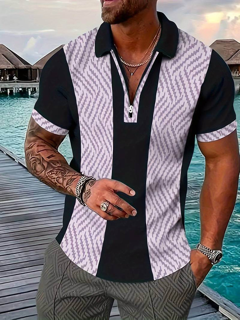 Liam quarter zip color blocked golf shirt-DESTINY