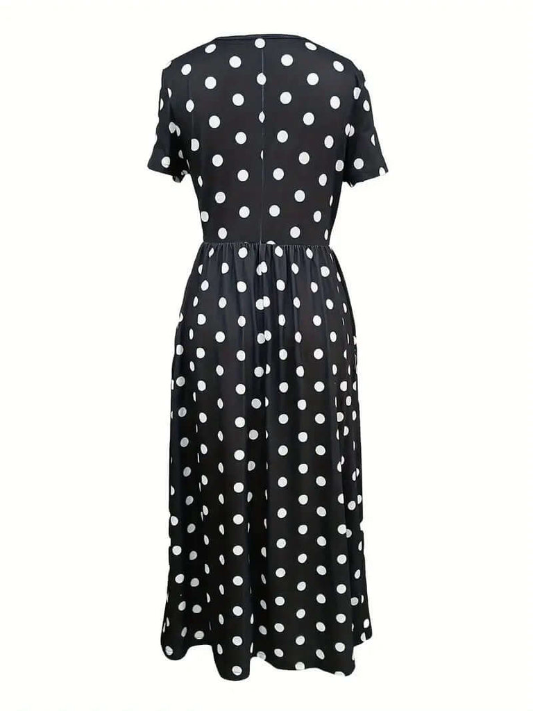 Eleanor – airy, short-sleeved, polka dot dress with a round neckline-DESTINY